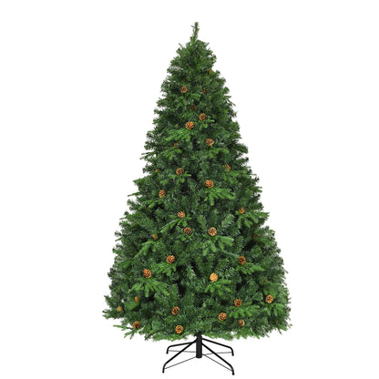 7Ft Pre-Lit Christmas Tree Hinged 460 LED Lights Pine Cones