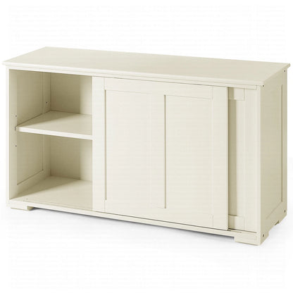 Kitchen Storage Cabinet Sideboard Buffet Cupboard Wood Sliding Door Pantry White