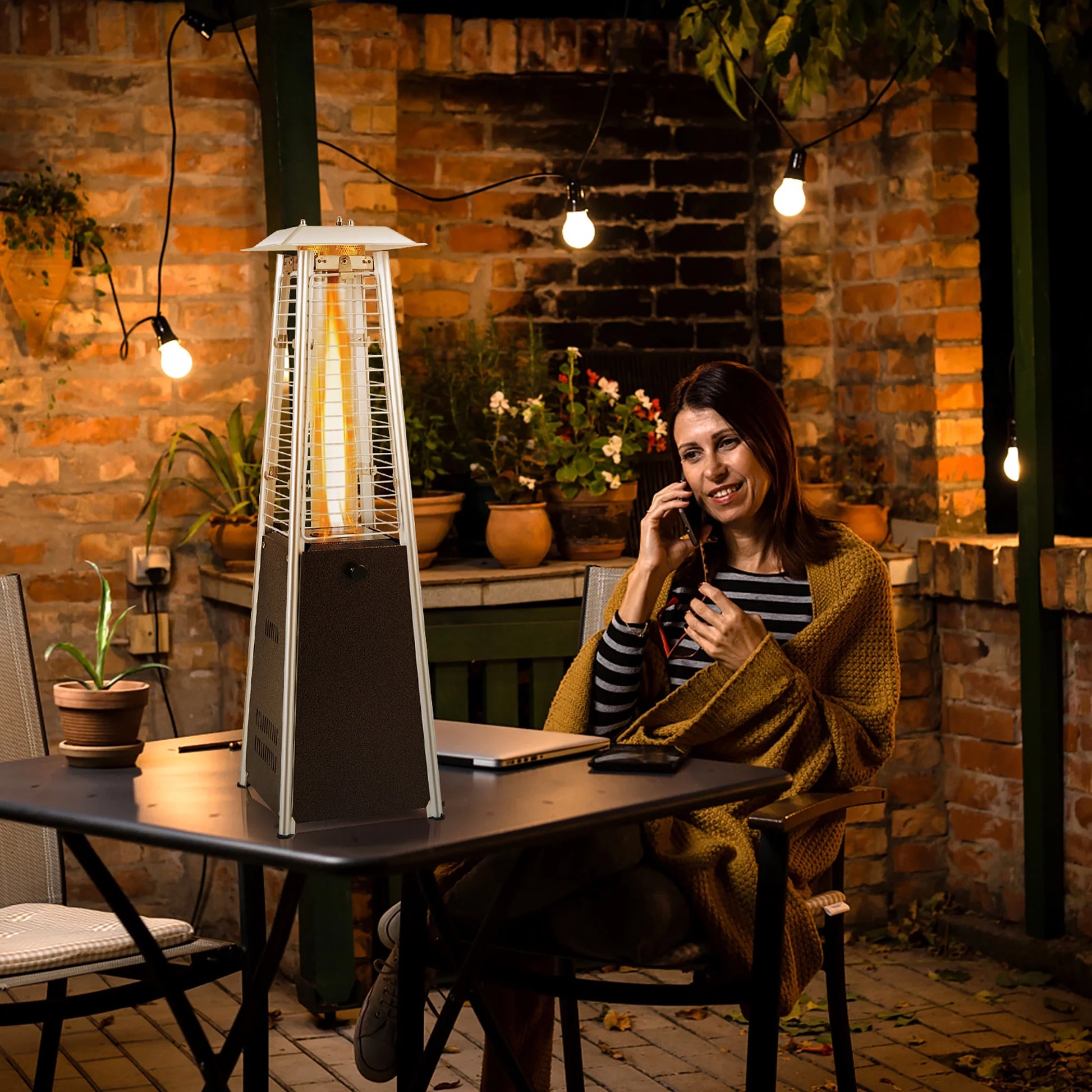 35'' Portable Tabletop Pyramid Patio Heater Steel Propane Gas 10000 BTU