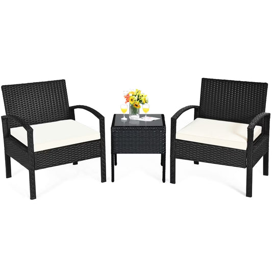 Cushioned Outdoor Wicker Rattan Chair Set Patio Furniture Backyard Seat