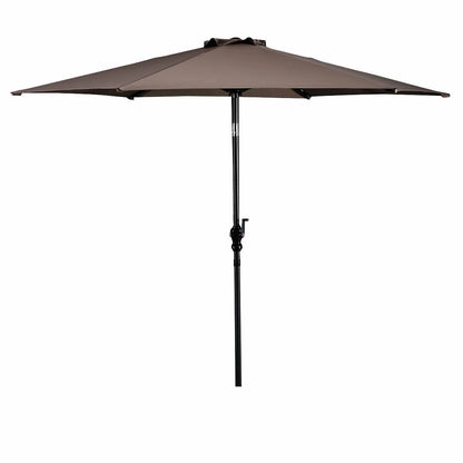 9Ft Patio Umbrella Patio Market Steel Tilt W/ Crank Outdoor Yard Garden (Tan)