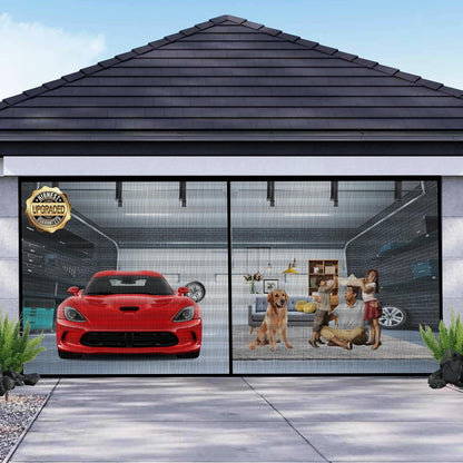 Garage Door Screen 2 Car Magnetic Heavy Duty Mosquito Insects Mesh Net 16 X 7 Ft