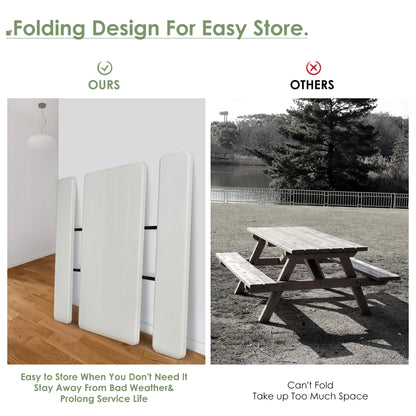 Folding Metal Picnic Table Set, White