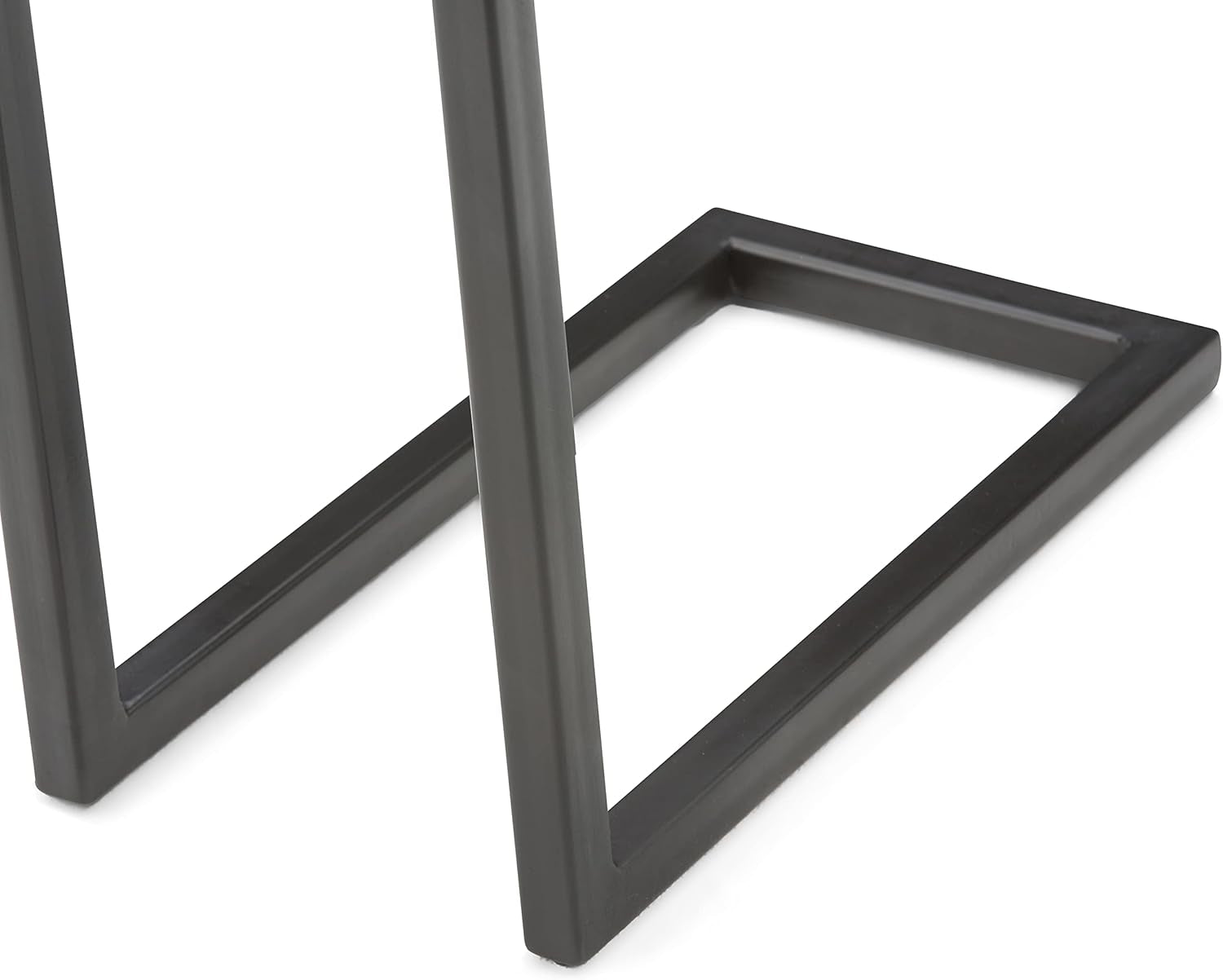 Skyler 18-Inch Wide Solid Mango/Metal Industrial C-Shaped End Table in Dark Cognac Brown/Black for Living Room, Office, or Bedroom, Assembled