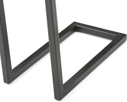 Skyler 18-Inch Wide Solid Mango/Metal Industrial C-Shaped End Table in Dark Cognac Brown/Black for Living Room, Office, or Bedroom, Assembled