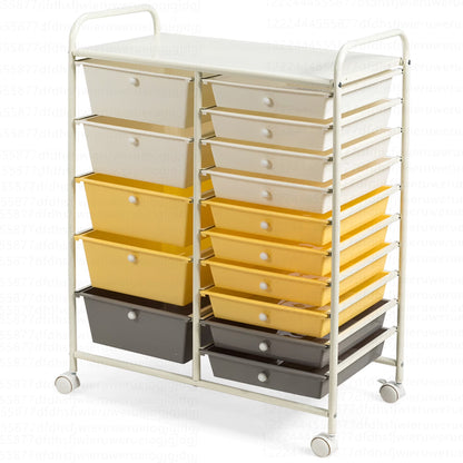 15 Drawer Rolling Storage Cart Tools Scrapbook Paper Office School Organizer Multi-Color