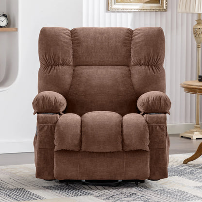 Power Lift Recliner Chair Recliners for Elderly with Heat and Massage Recliner Chair for Living Room with Infinite Position and Side Pocket,Usb Charge Port,Brown