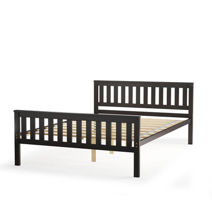 Full Wood Platform Bed with Headboard and Footboard Mattress Foundation