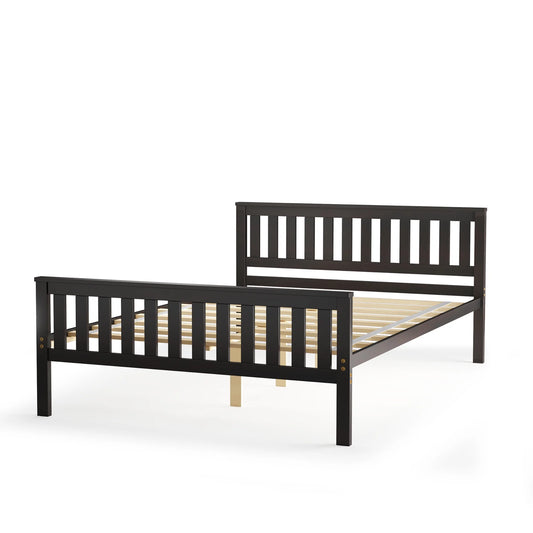 Full Wood Platform Bed with Headboard and Footboard Mattress Foundation
