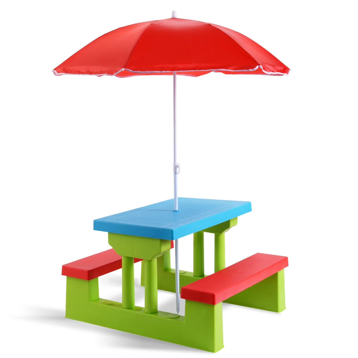 Kids Picnic Table Set W/Removable Umbrella Indoor Outdoor Garden Patio