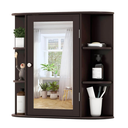 Multipurpose Mount Wall Surface Bathroom Storage Cabinet Mirror Black