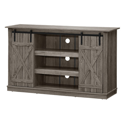 Farmhouse Wood TV Stand for Tvs up to 60 Inch with Sliding Barn Doors