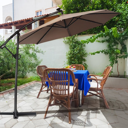 90" Brown Cantilever Patio Umbrellas, LED Lights
