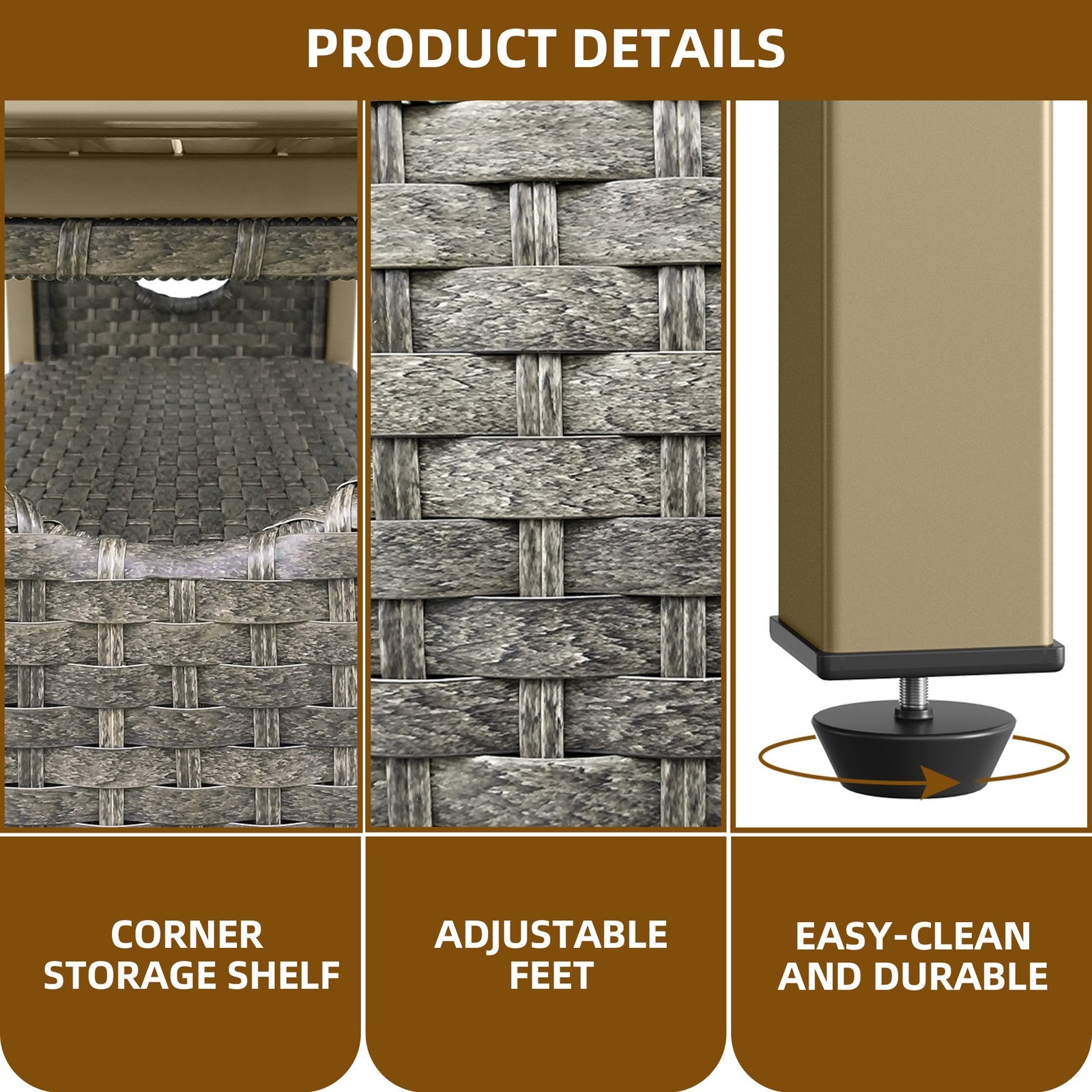 Outdoor Storage Cabinet Patio Wicker Bar Counter Table 2 Doors Backyard Patio