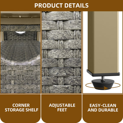 Outdoor Storage Cabinet Patio Wicker Bar Counter Table 2 Doors Backyard Patio