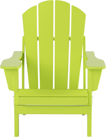 WO Home Furniture Adirondack Chairs Table Set of 3 PCS Outdoor Folding Chairs Coffee Table Weather/Uv Resistant for Lawn, Garden, Bon Fire, Balcony (Lime)