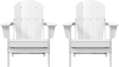 Westin Outdoors Laguna WO Home Furniture Adirondack Chair 2 PCS Set Outdoor Folding Patio Chair for Bon Fire Pit Garden Lawn Backyard Lounging Relaxing (White)