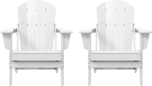 Westin Outdoors Laguna WO Home Furniture Adirondack Chair 2 PCS Set Outdoor Folding Patio Chair for Bon Fire Pit Garden Lawn Backyard Lounging Relaxing (White)