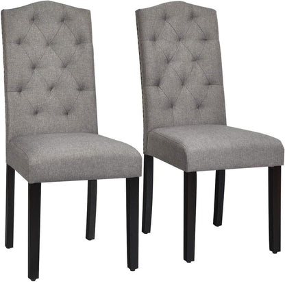 Dining Chairs Set of 2, Tufted Fabric Dining Room Chairs with Nailed Head, Parsons Chairs with Padded Seat, Tall Backrest, Modern Upholstered Armless Dining Chairs for Kitchen, Dining Room