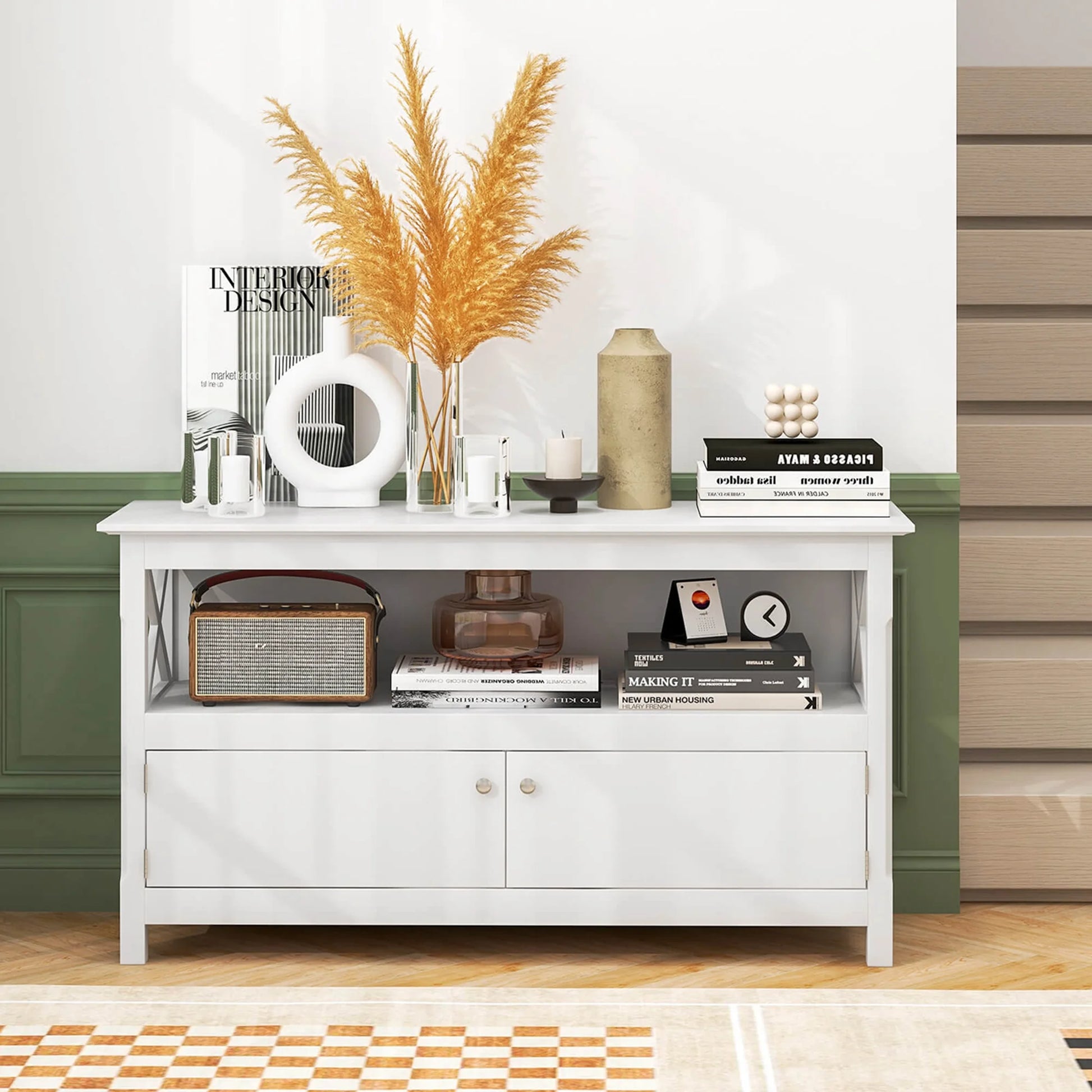 TV Cabinet Freestanding Wooden Console Media Entertainment Center Living Room