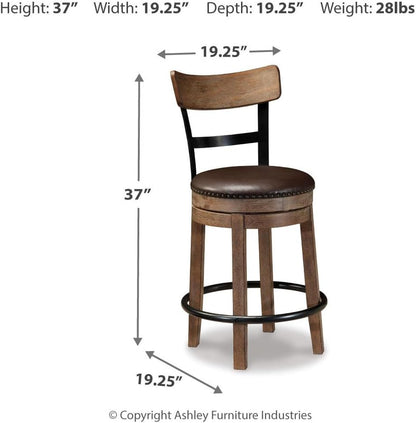 Pinnadel 24.25" Modern Farmhouse Swivel Counter Height Barstool, Light Brown