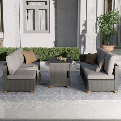 Wicker 6 - Person Modular Patio Conversation Sets with Cushions