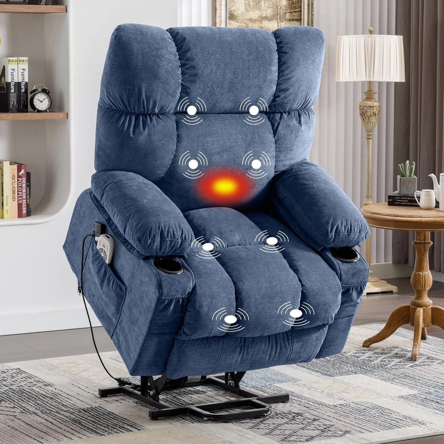 Power Lift Recliner Chair Recliners for Elderly with Heat and Massage Recliner Chair for Living Room with Infinite Position and Side Pocket,Usb Charge Port,Brown