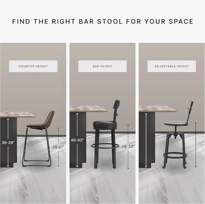 Centiar Modern Faux Leather Pub Height Bucket Seat Barstool, 30" Seat Height, Set of 2, Black