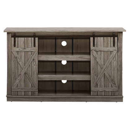 Farmhouse Wood TV Stand for Tvs up to 60 Inch with Sliding Barn Doors