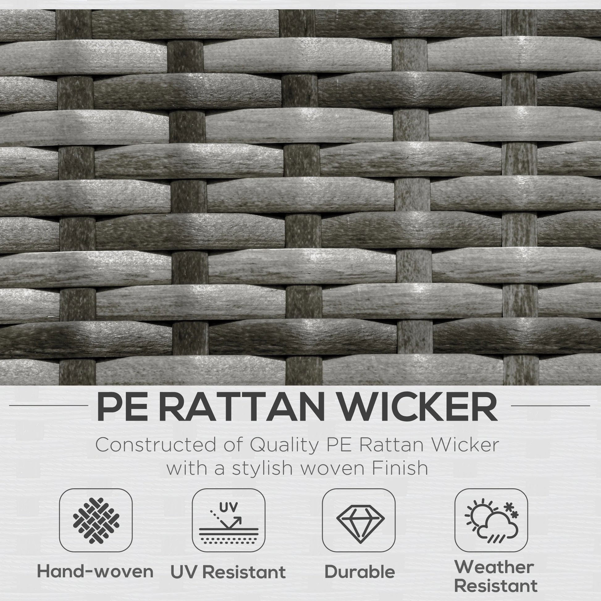 6 Pieces Patio Furniture Sets Outdoor Wicker All Weather PE Rattan Sectional Sofa Set with Ottoman, Cushions & Tempered Glass Desktop, Gray