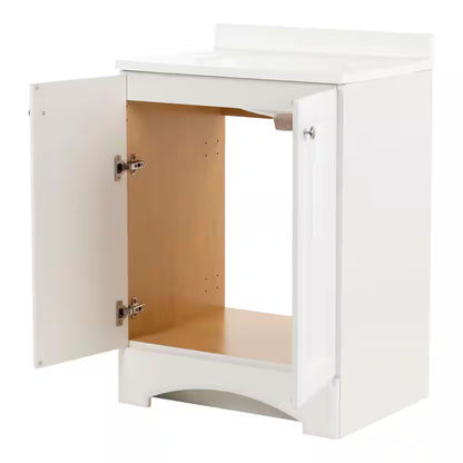 25 In. Single Sink White Bath Vanity with Cultured Marble Top (Assembled)