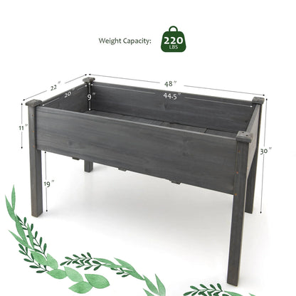 Wooden Raised Vegetable Garden Bed Elevated Grow Vegetable Planter Grey