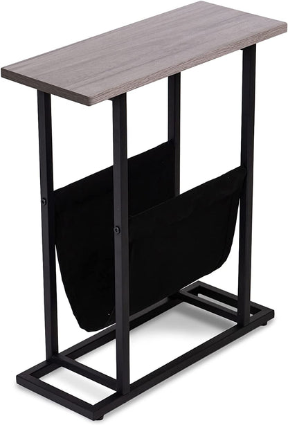 Side Table, Industrial End Table, Vintage Bedside Table with Sturdy Metal Frame for Living Room, Bedroom & Small Spaces, Easy Assembly, Modern,Black