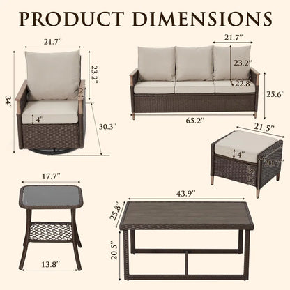 7-Piece Patio Furniture Set with Swivel Chair