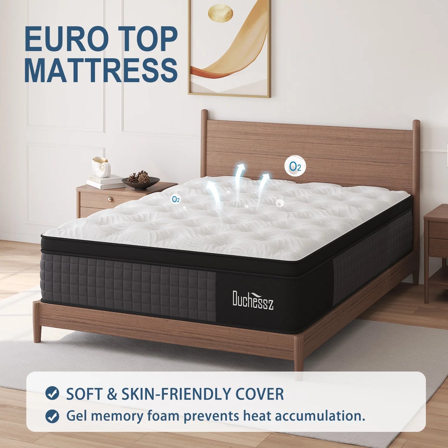 Full Mattress 12 Inch Hybrid Mattress in a Box Gel Foam Mattress Euro Top Individually Wrapped Pocket Coils Innerspring Mattress