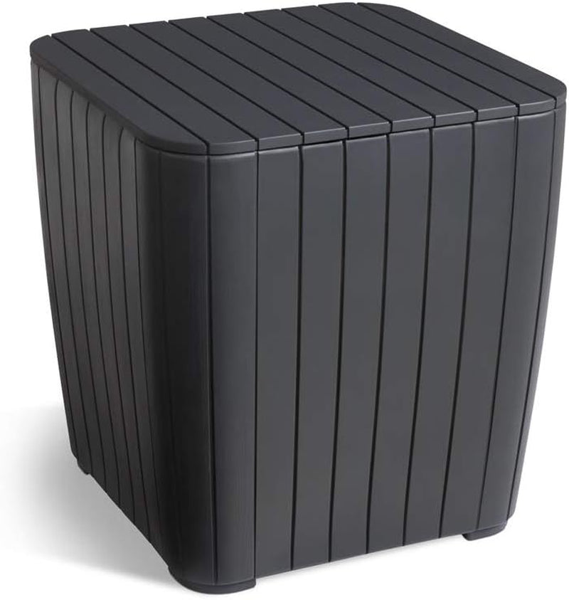 Resin Luzon Outdoor Table with Extra Hidden 10 Gallon Storage for Cushions and Patio Decor, Matte Graphite