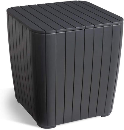 Resin Luzon Outdoor Table with Extra Hidden 10 Gallon Storage for Cushions and Patio Decor, Matte Graphite