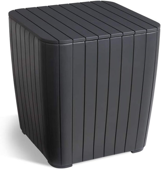 Resin Luzon Outdoor Table with Extra Hidden 10 Gallon Storage for Cushions and Patio Decor, Matte Graphite