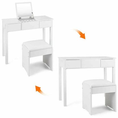 White Vanity Dressing Table Furniture Stool Storage Box