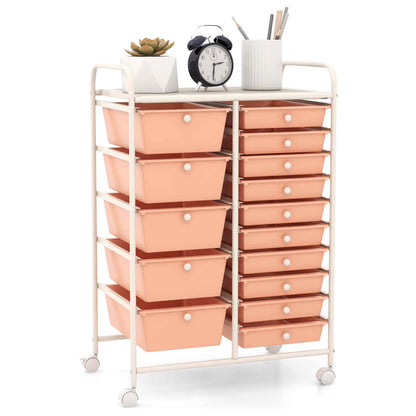 15 Drawer Rolling Storage Cart Tools Scrapbook Paper Office School Organizer Multi-Color