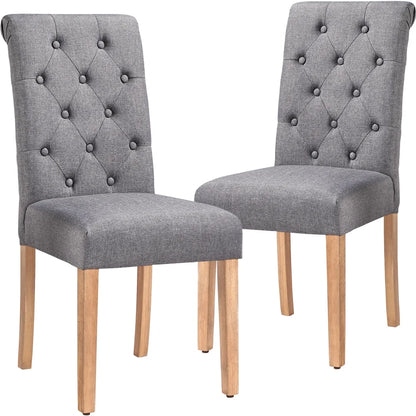 2Pcs Upholstered Parson Dining Chair High Back, Blue