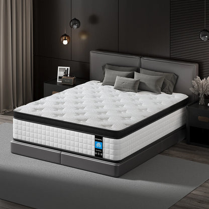 Twin Mattress,  12 Inch Memory Foam Mattress in a Box, Cool Hybrid Individual Pocket Springs Twin Size Mattress with Breathable Knitted Fabric and Edge Support, Medium Firm, White