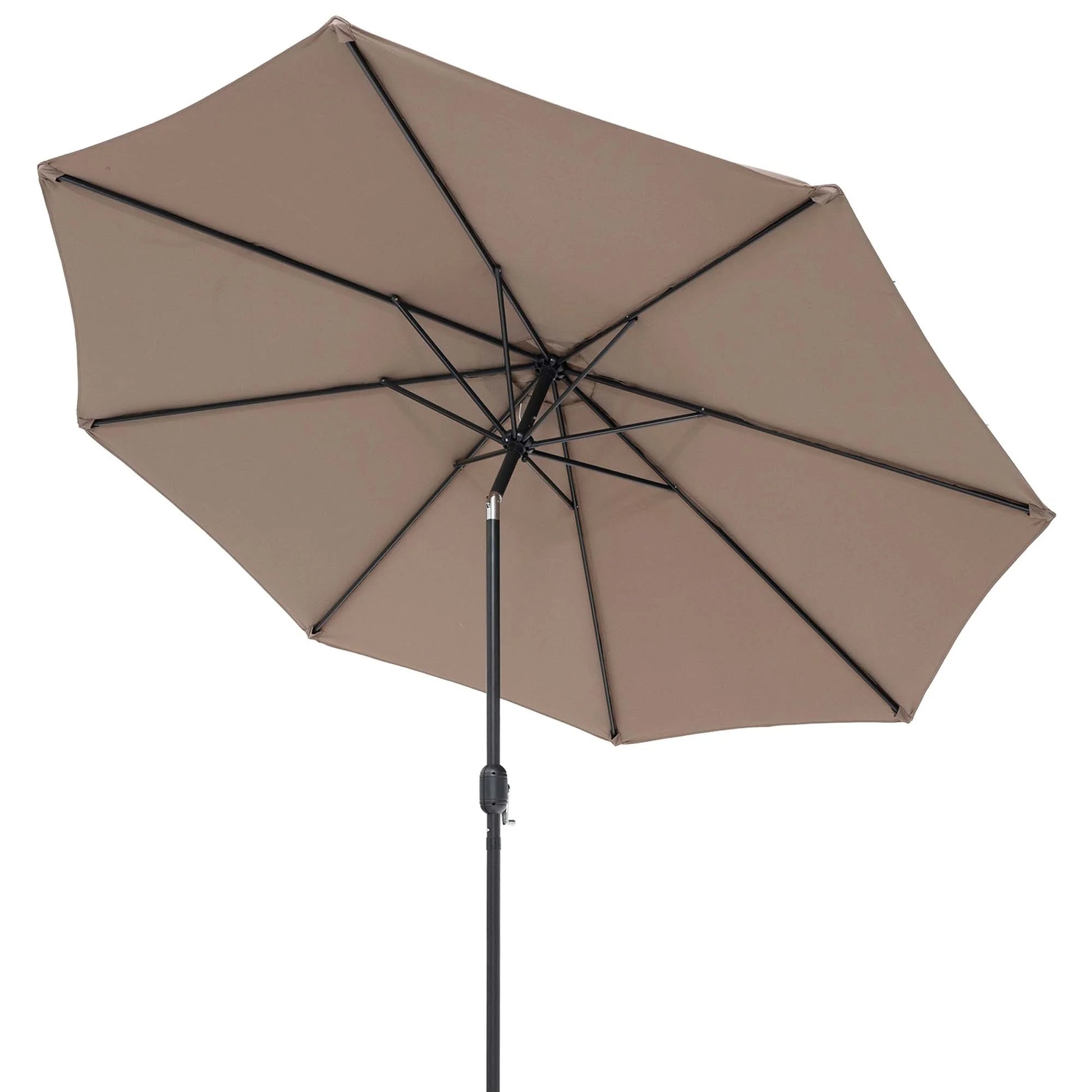 Outdoor Heavy Duty Market Umbrella with Tilt Mechanism Crank Handle 8 Sturdy Ribs Tan