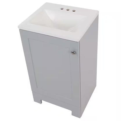 19 In. Single Sink Pearl Gray Bath Vanity with White Cultured Marble Top (Assembled)