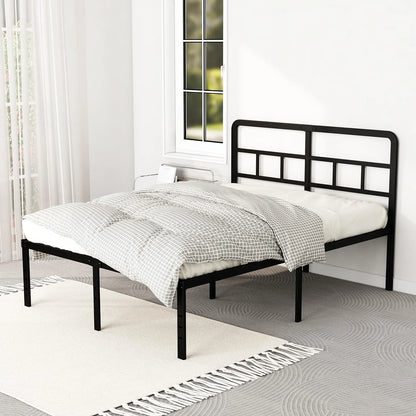Metal Platform California King Bed Frames with Headboard, 14 Inch No Box Spring Needed Heavy Duty Steel Slat Mattress Foundation/Easy Assembly/Noise Free/Black