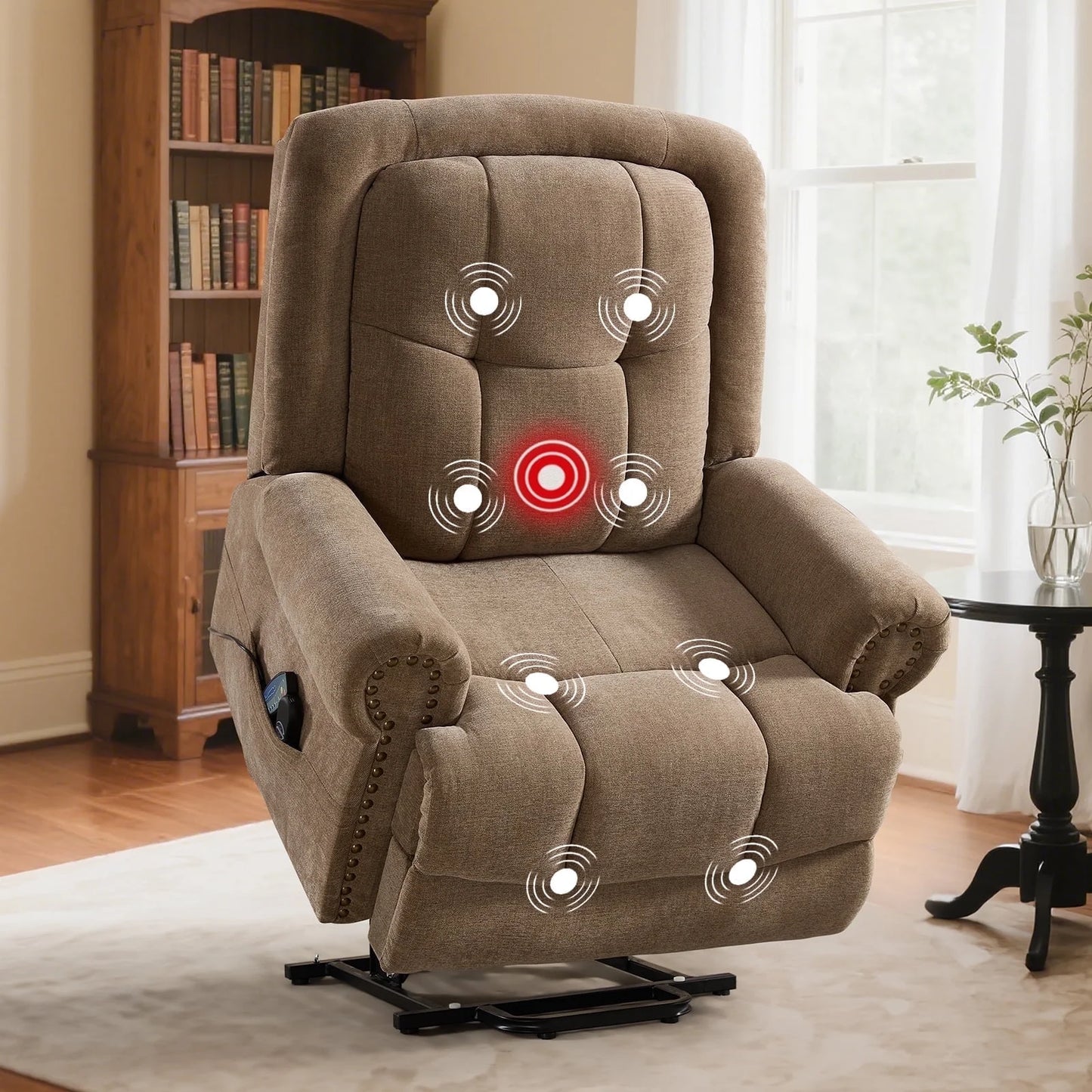 Electric Power Lift Massage Recliner for Elderly Theater Seating Fabric Reclining Chair for Bedroom Living Room Gray
