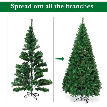 8Ft Artificial PVC Christmas Tree Stand Indoor Outdoor Green