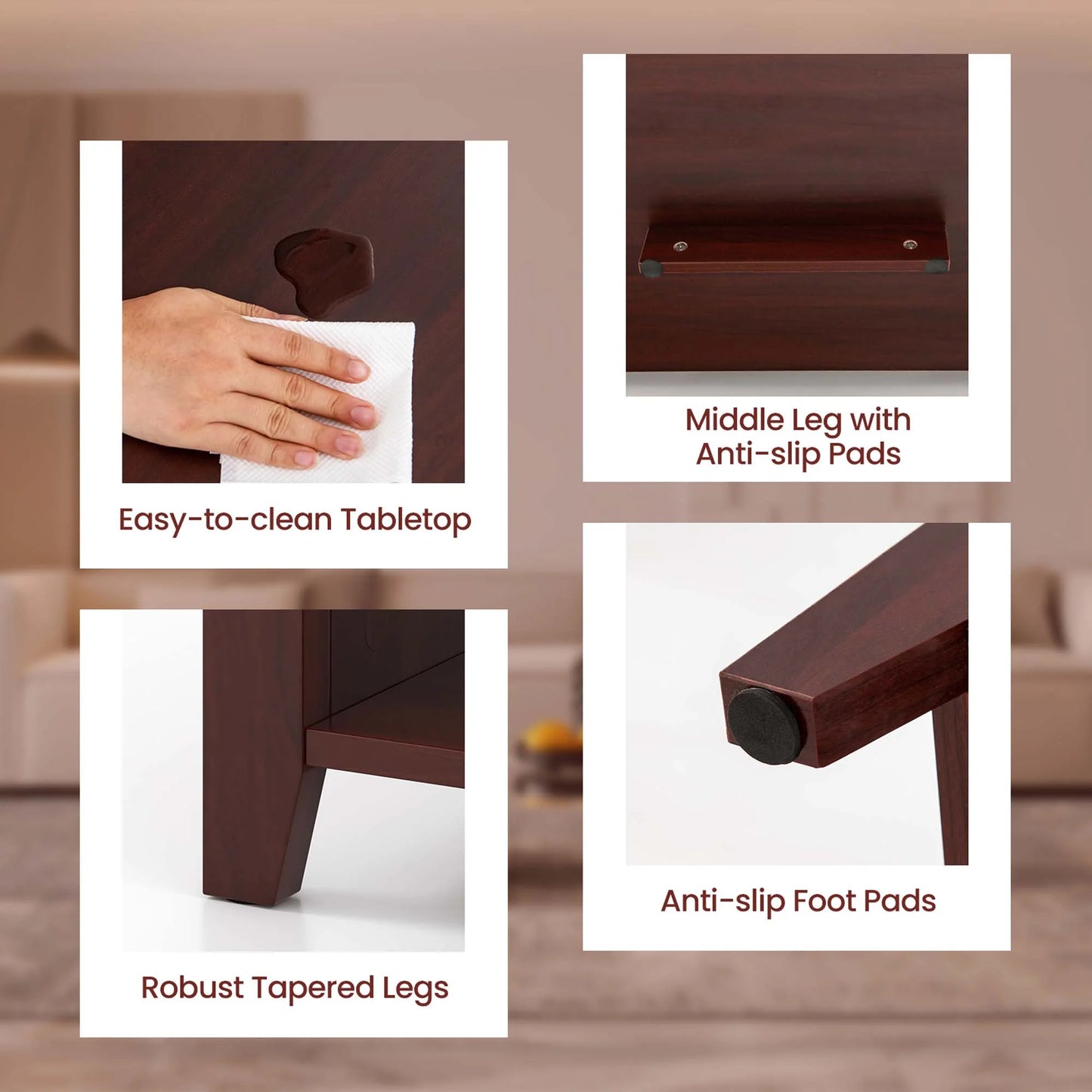 Lift Top Coffee Table W/ Hidden Compartment and Storage Shelves Modern Furniture Brown