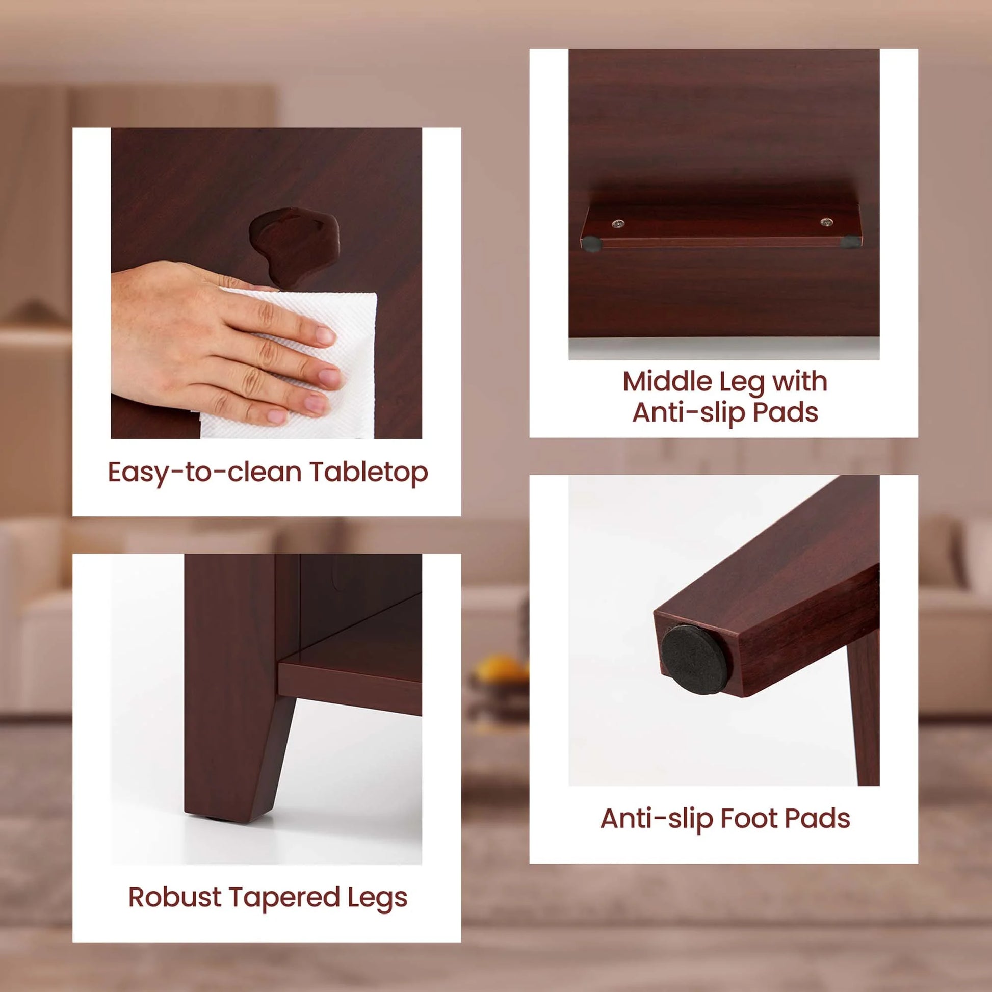 Lift Top Coffee Table W/ Hidden Compartment and Storage Shelves Modern Furniture Brown
