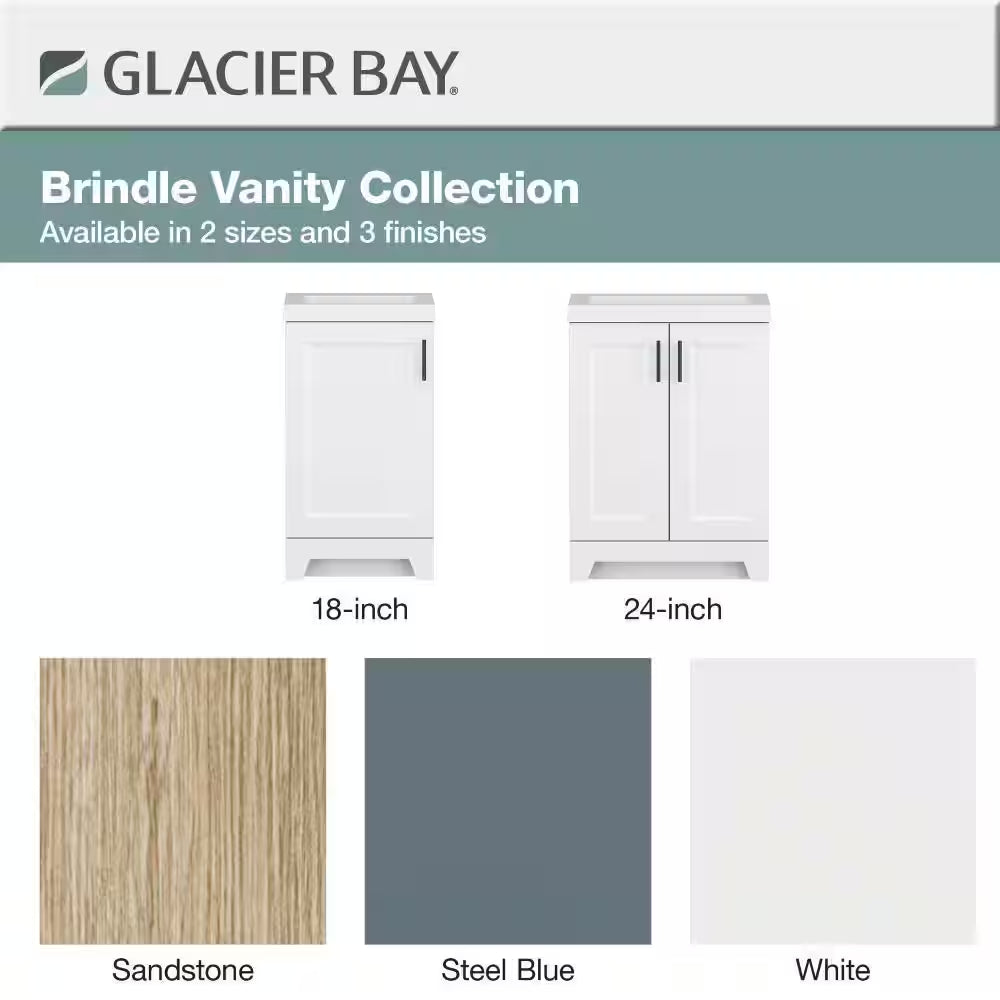 Brindle 24.5 In. W X 16.25 In. D X 33.8 In. H Single Sink Bath Vanity in Steel Blue with White Cultured Marble Top